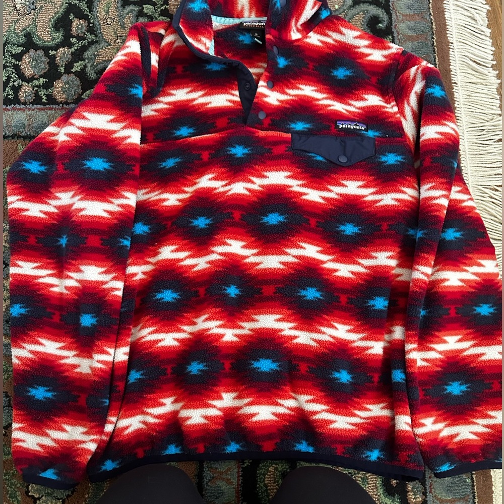 Patagonia Synchilla Snap-T Fleece Pullover Red Aztec Wild Desert Size Medium